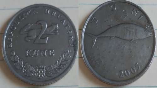 2005 - Croatia - 2 Kune - Tuna - Demonetised No -Nickel-Brass