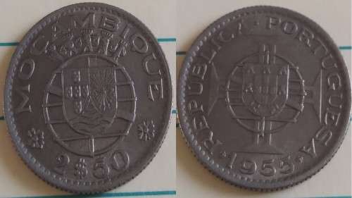 1955 - Mozambique - 2$50 - Emblem of Portugal`s Order of the Colonial Empire - Demonetised Yes -Copp