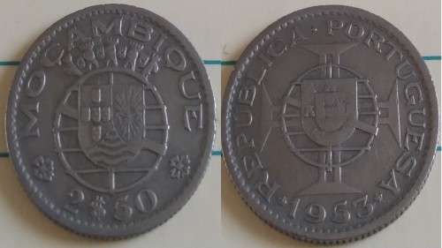 1953 - Mozambique - 2$50 - Emblem of Portugal`s Order of the Colonial Empire - Demonetised Yes -Copp
