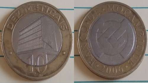2006 - Mozambique - 10 Meticais - Mozambique Central Bank building - Demonetised No -Nickel Clad Ste