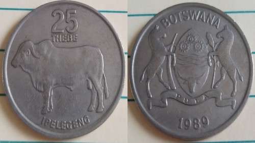 1989 - Botswana - 25 Thebe - Circulating commemorative coin - Demonetised July 2014 -Copper-Nickel