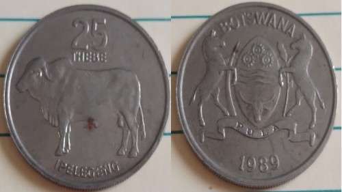 1989 - Botswana - 25 Thebe - World Food Day - Zebu -  Circulating Commerative Coin - Demonetised Jul