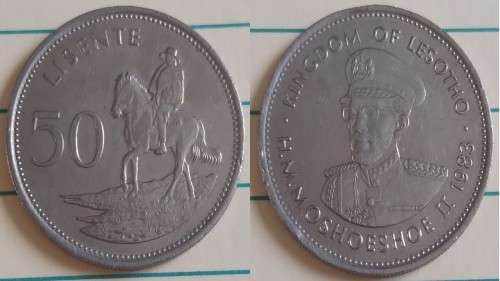 1983 - Lesotho - 50 Lisente - Moshoeshoe II - Demonetised No -Copper-Nickel