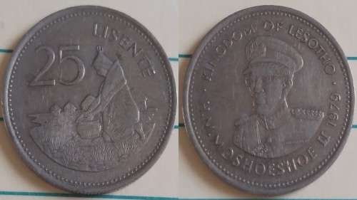 1979 - Lesotho - 25 Lisente - Moshoeshoe II - Demonetised No -Copper-Nickel