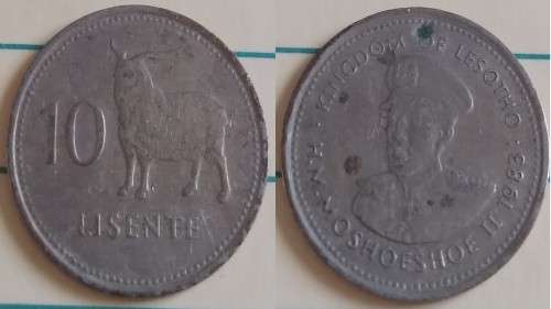 1983 - Lesotho - 10 Lisente - Moshoeshoe II - Demonetised No -Copper-Nickel