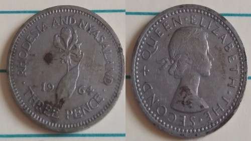 1964 - Rhodesia & Nyasaland - Three Pence - ER II - Demonetised Jun 1965 -Copper-Nickel