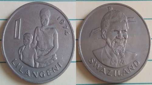 1974 - Swaziland - 1 Lilangeni - King Sobhuza II - Demonetised Feb 2016 -Copper-Nickel