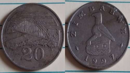 1997 - Zimbabwe - 20 - Birchenough Bridge - Demonetised Yes -Copper-Nickel