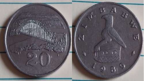 1989 - Zimbabwe - 20 - Birchenough Bridge - Demonetised Yes -Copper-Nickel