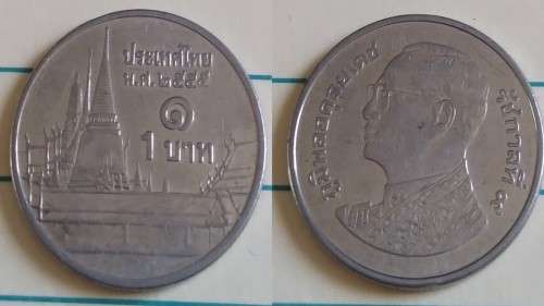 2012 - Thailand - 1 Baht - Phra Kaew Temple - Demonetised No -Copper-Nickel