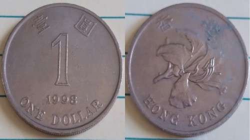 1998 - Hong Kong - 1 Dollar - Hong Kong orchid flower - Demonetised No -Copper-Nickel