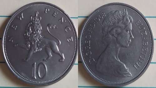 1968 - UK -  AU - 10 New Pence  - ER II - Demonetised Jun 1993 -Copper-Nickel