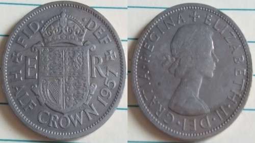 1957 - UK - Half Crown - ER II - Demonetised Dec 1969 -Copper-Nickel