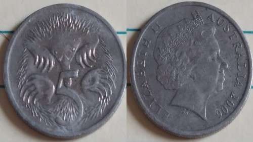 2006 - Australia - 5 cents -  Spiny Ant Eaters - Demonetised No -Copper-Nickel