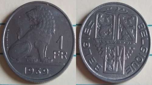 1939 - Belgium - 1 Franc BELGIQUE-BELGIE - Three coats of arms of West-Flanders - Demonetised Dec 19