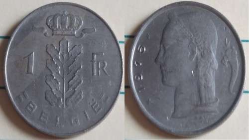 1975 - Belgium - 1 Franc BELGIE - Crowned oak branch - Demonetised Mar 1989 -Copper Nickel