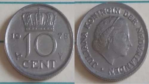 1978 - Netherlands - 10 cent  - Queen Juliana - Demonetised Jan 2002 -Nickel