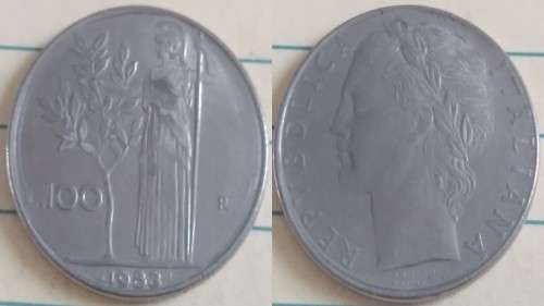 1983 R - Italy - 100 Lire -  Large Type - Goddess Minerva - Demonetised Feb 2002 -Acmonital
