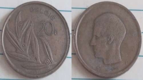 1981 - Belgium - 20 Francs - Baudouin I Dutch text - Demonetised Feb 2002 -Nickel brass