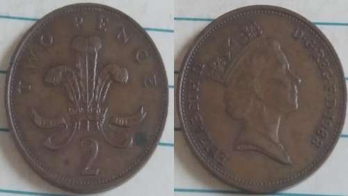 1988 - UK - 2 Pence - ER 11 - Demonetised No -Bronze