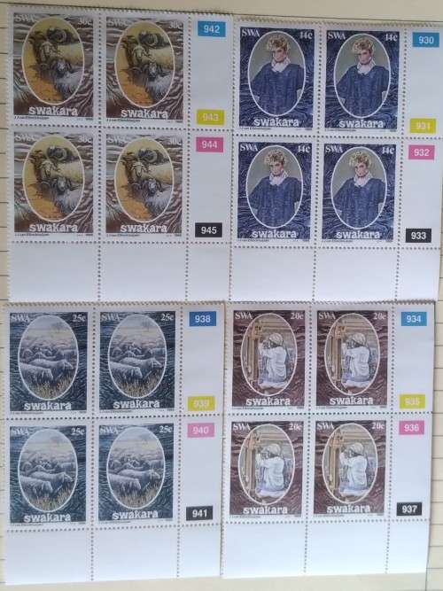 1986 - SWA - Karakul Fur Industry-  16 stamps - Control Blocks
