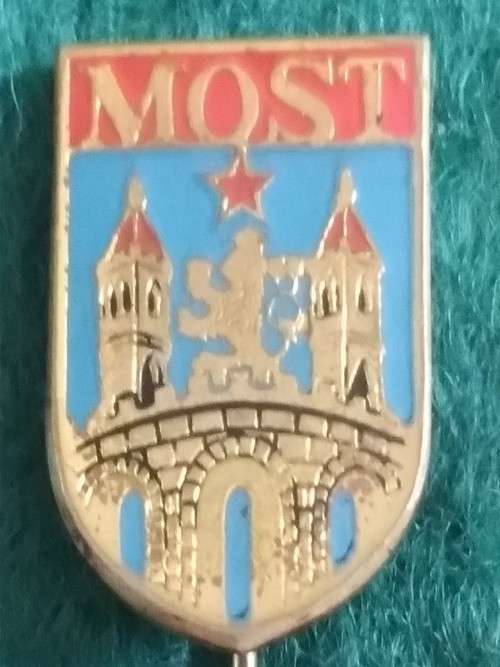 Pin - Vintage - Czechoslovakia -  Town `Most` Bridge