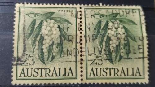 1959 - 1960 -  Pair - Australia - 2´3Sh´P - Acacia melanoxylon - Yellow paper