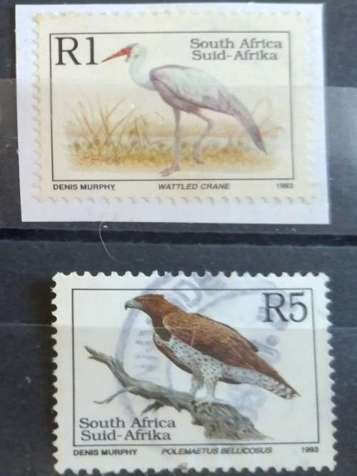 1993 - RSA - R1 + R5 - Wattled Crane + Polemaetus bellicosus