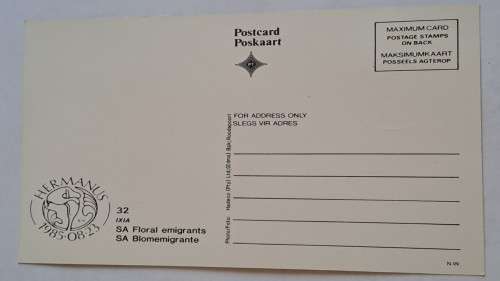1985 -  South Africa -  SA Floral Emigrants -  Maximum Card