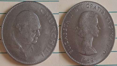 1965 - UK - Circulating commemorative coin -  Death of Sir Winston Churchill