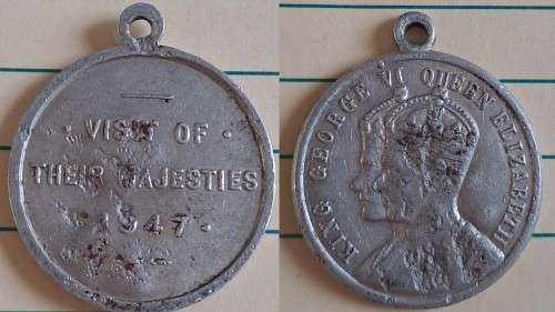 1947 - Aluminium Souvenir Medal - Small - Royal Visit