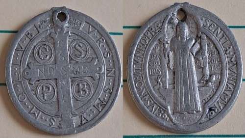 1880 - Aluminium - ST BENEDICT -  patron saint of Europe
