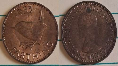 1953 -  UK -  Farthing - ERII - Bronze  - Demonetised - Dec 1960