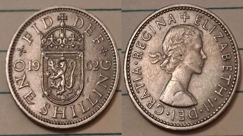 1962 -  UK - One Shilling - ER II -  Copper Nickel  - Demonetised - Dec 1990