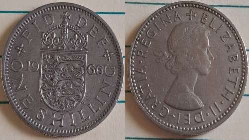 1966 -  UK - One Shilling - ER II -  Copper Nickel  - Demonetised - Dec 1990