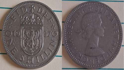 1957 -  UK - One Shilling - ER II -  Copper Nickel  - Demonetised - Dec 1990