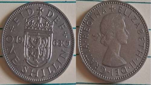 1963 -  UK - One Shilling - ER II -  Copper Nickel  - Demonetised - Dec 1990