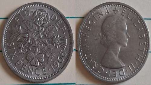 1966 -  UK - Six Pence - ER II -  Copper Nickel  - Demonetised - Jun 1980