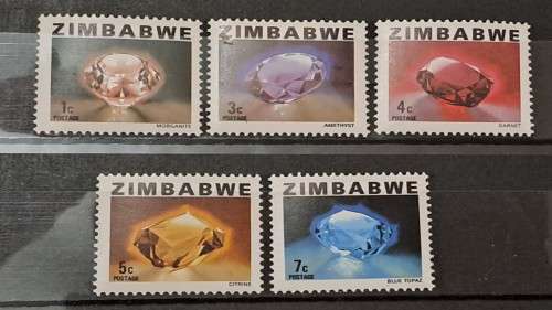 1980 - Zimbabwe -  Mint - 1c, 3c, 4c, 5c, 7c - Gemstones