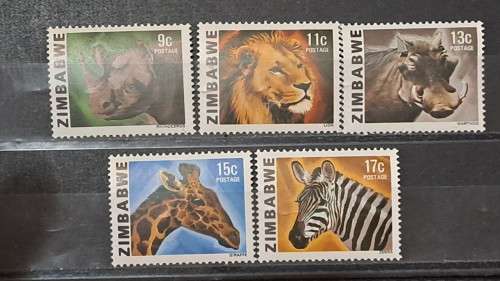 1980 - Zimbabwe -  Mint - 9c, 11c, 13c, 15c, 17c - Animals