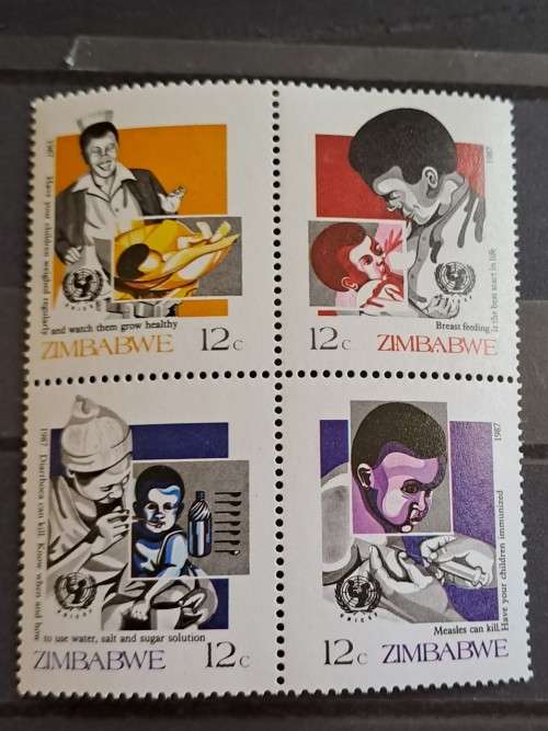 1987 - Zimbabwe -  Mint - 12c, 12c, 12c, 12c - Child Survival Campaign