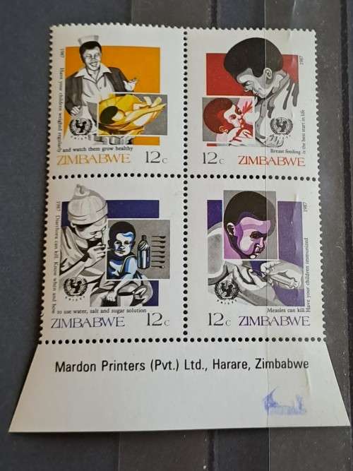 1987 - Zimbabwe -  Mint - 12c, 12c, 12c, 12c - Child Survival Campaign