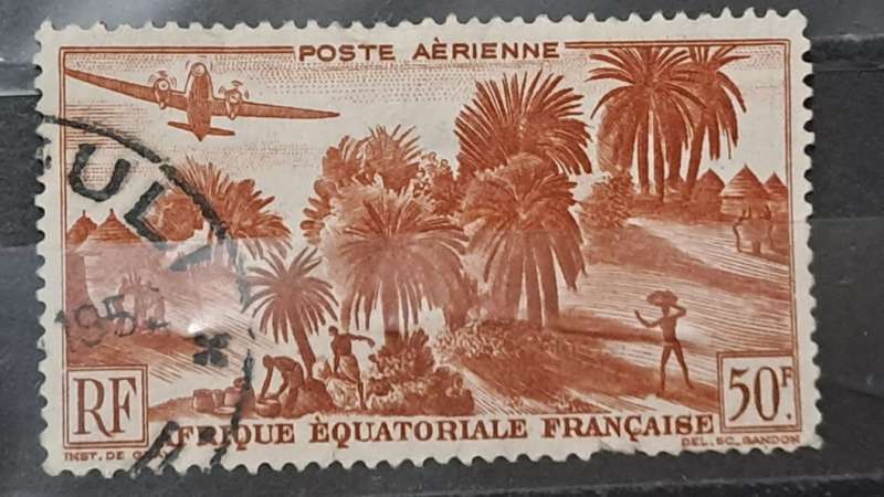 1947 - French Equatorial Africa  - 50F - Airmail -  Airplanes