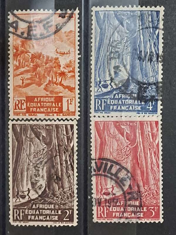1947 - French Equatorial Africa  - 1F, 2F, 3F, 4F - Local Motives