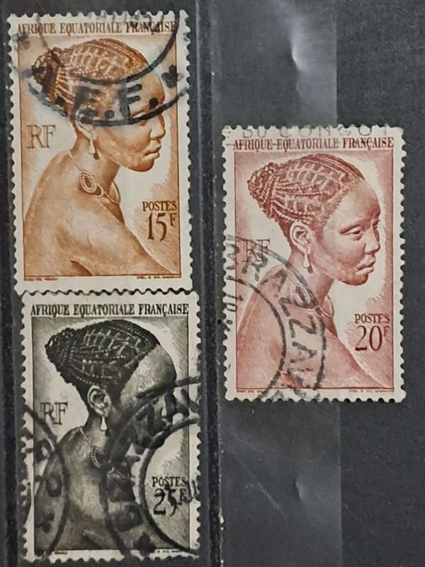1947 - French Equatorial Africa  - 15F, 20F, 25F - Local Motives
