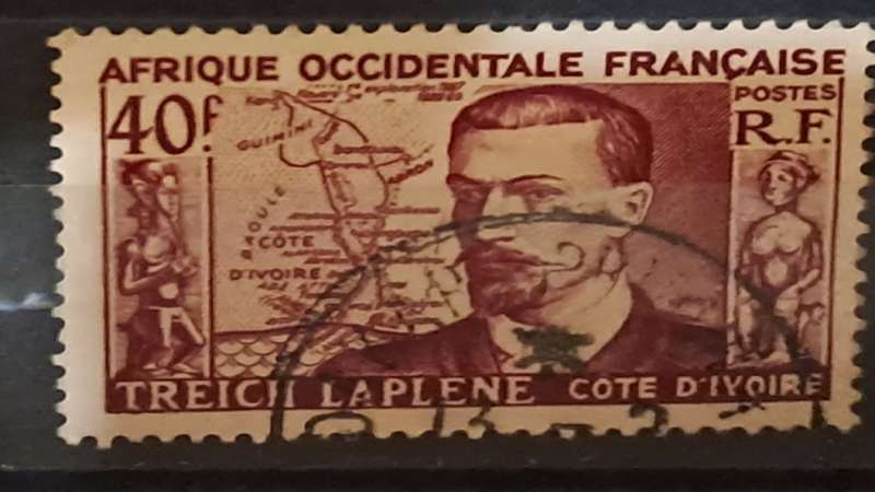 1952 - Ivory Coast - French Officentale Africa  - 40F - Marcel Treich Lapiene (1860-1890)