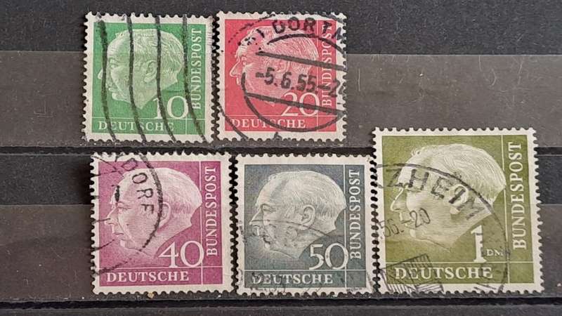 1954 - Germany -  WM - 10, 20, 40, 50, 1DM - Professor Dr. Th. Heuss