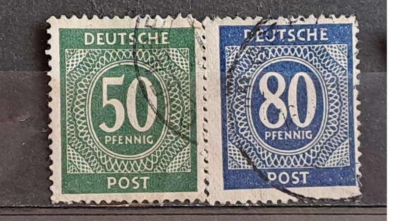 1946 - Germany Joint Allied Occupation Zone -  WM - 50, 80 - Value Stamps