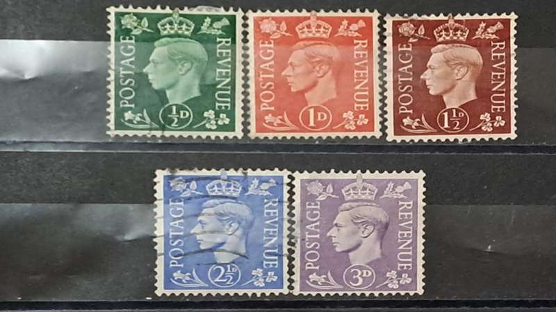1941-1948 - GB - ½,  1, 1½,  2½, 3 - King George VI