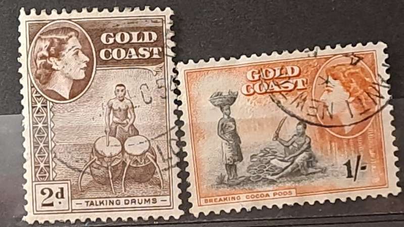 1952-1954 - Gold Coast - Ghana - 2P, 1Sh - Local Motives